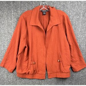 NYCC New York Clothing Co Burnt Orange Open Front Jacket Gold Button Women's XL